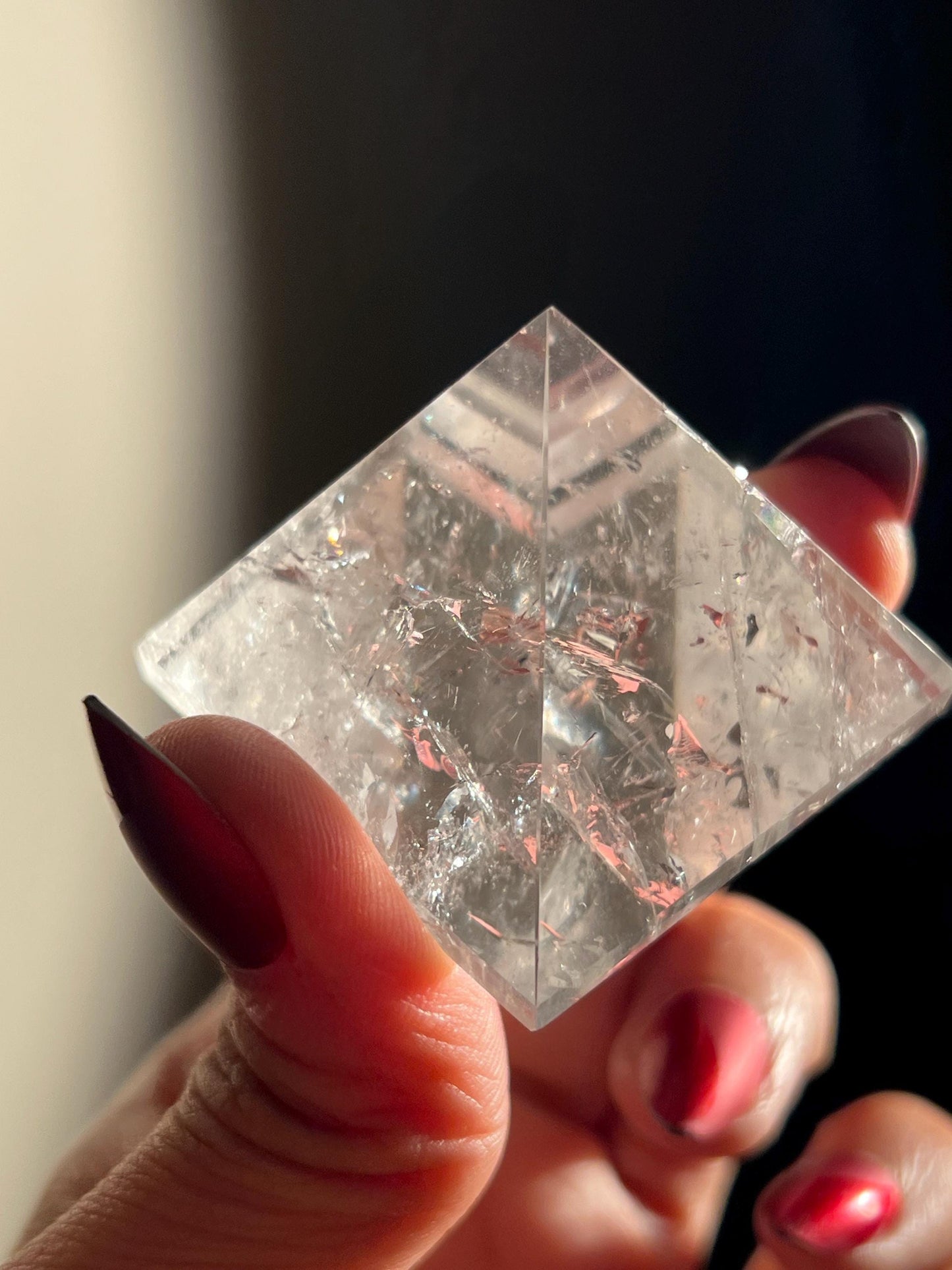 Natural Clear Quartz Pyramid With Chevron Patterns, Crystal Pyramid, Crystal Carvings, Clear Quartz, Spiritual Gifts, Crystal Gifts, Pyramid