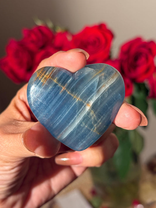 Blue Onyx Heart, BLUE ONYX, Lemurian Aquatine Heart, Crystal Gifts, Metaphysical Gifts, Valentines day Gift, Crystal Hearts, MINI