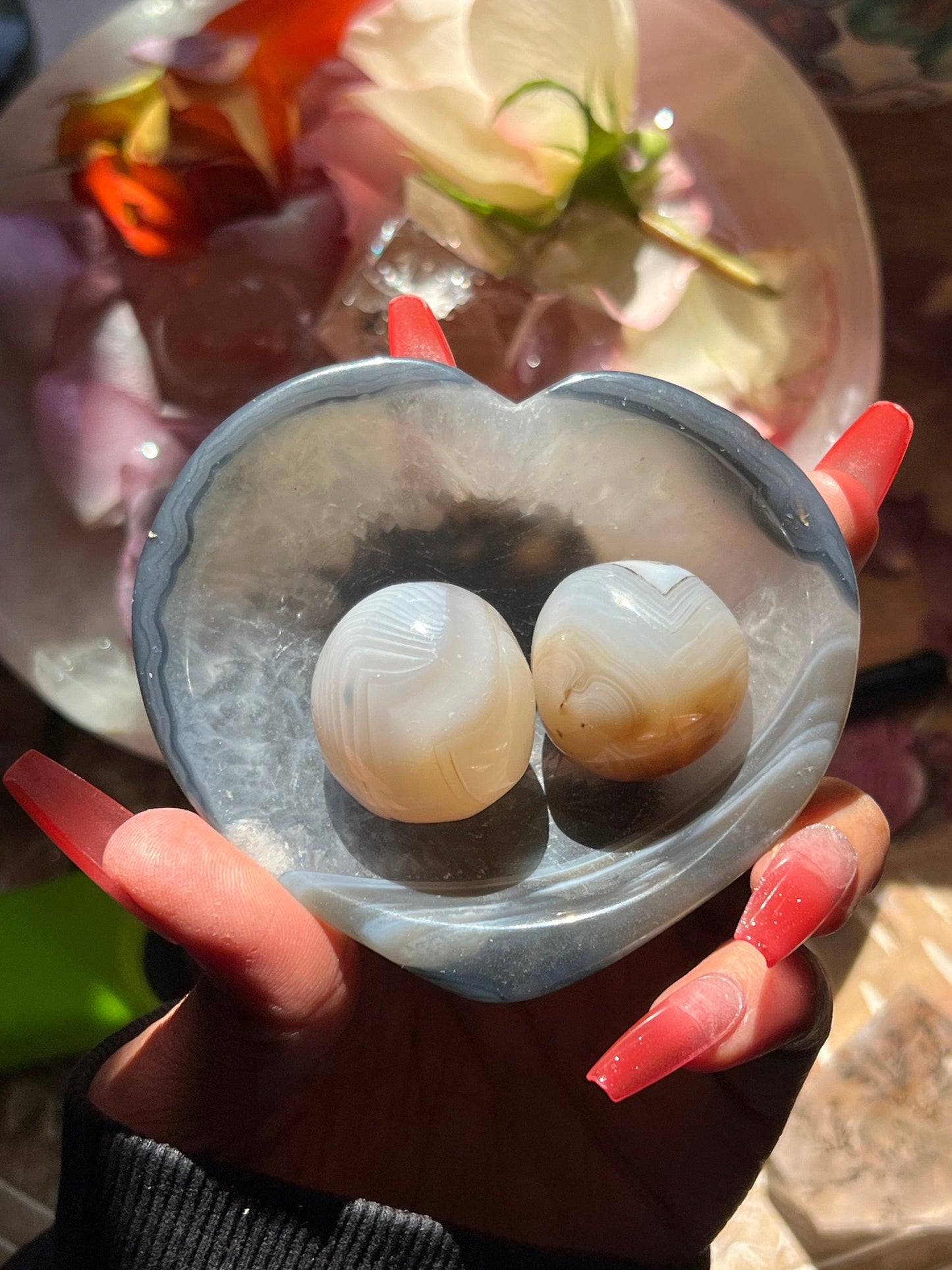 Mini Crystal Bowl Set, Oraca Agate, Blue Agate Bowl, Altar Bowl, Altar Gifts, Crystal Gifts, Spiritual Gifts, Crystal Lot, Crystal Bowls