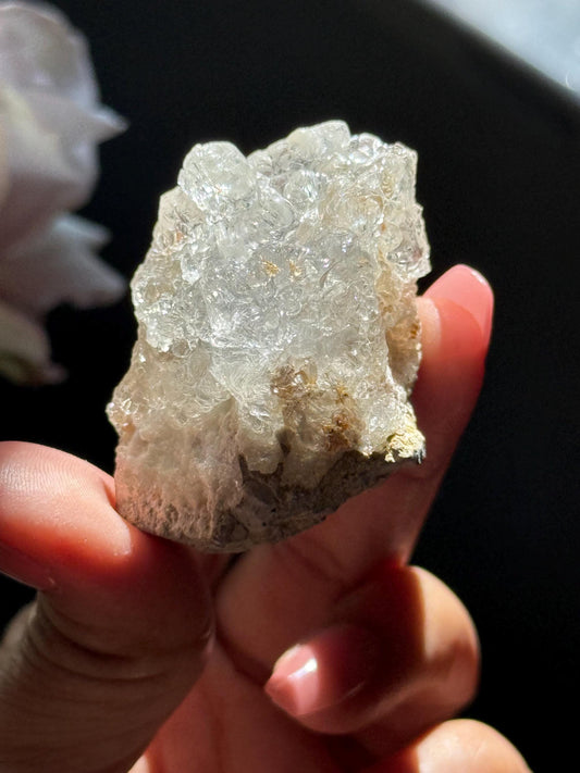 Hyalite Opal With Pyrite on Matrix, UV Reactive Hyalite, Hyalite, Glassy Hyalite, Fossils and Rocks, Raw Crystal Specimen, Crystal Gifts,