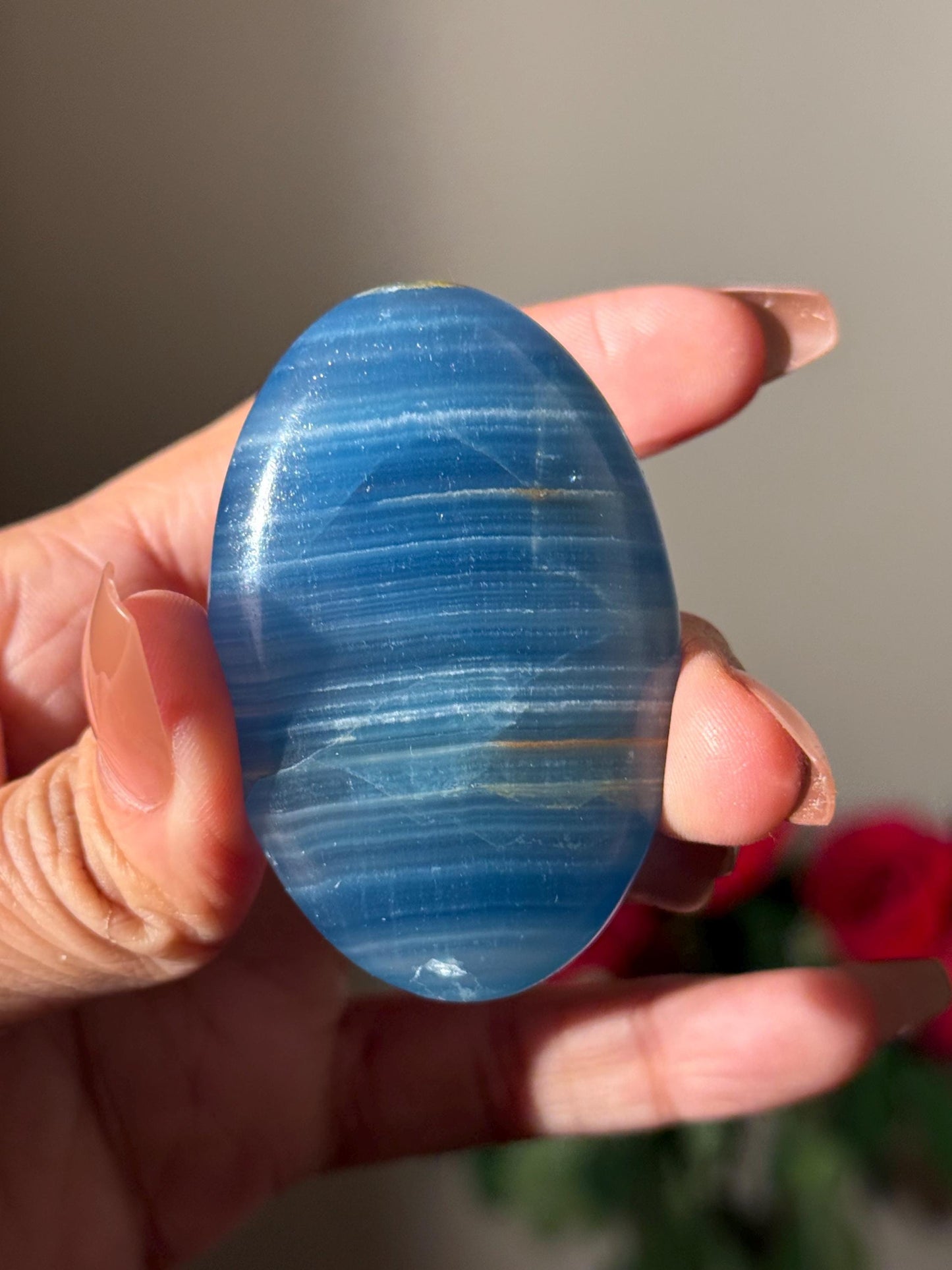 Blue Onyx Palmstone, Lemurian Aquatine, Crystal, Aquarine Palmstone, Metaphysical Gifts, Valentines day Gift, Crystal Gifts, MINI