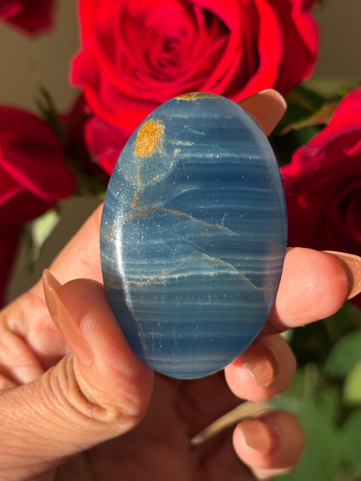 Blue Onyx Palmstone, Lemurian Aquatine, Crystal, Aquarine Palmstone, Metaphysical Gifts, Valentines day Gift, Crystal Gifts, MINI