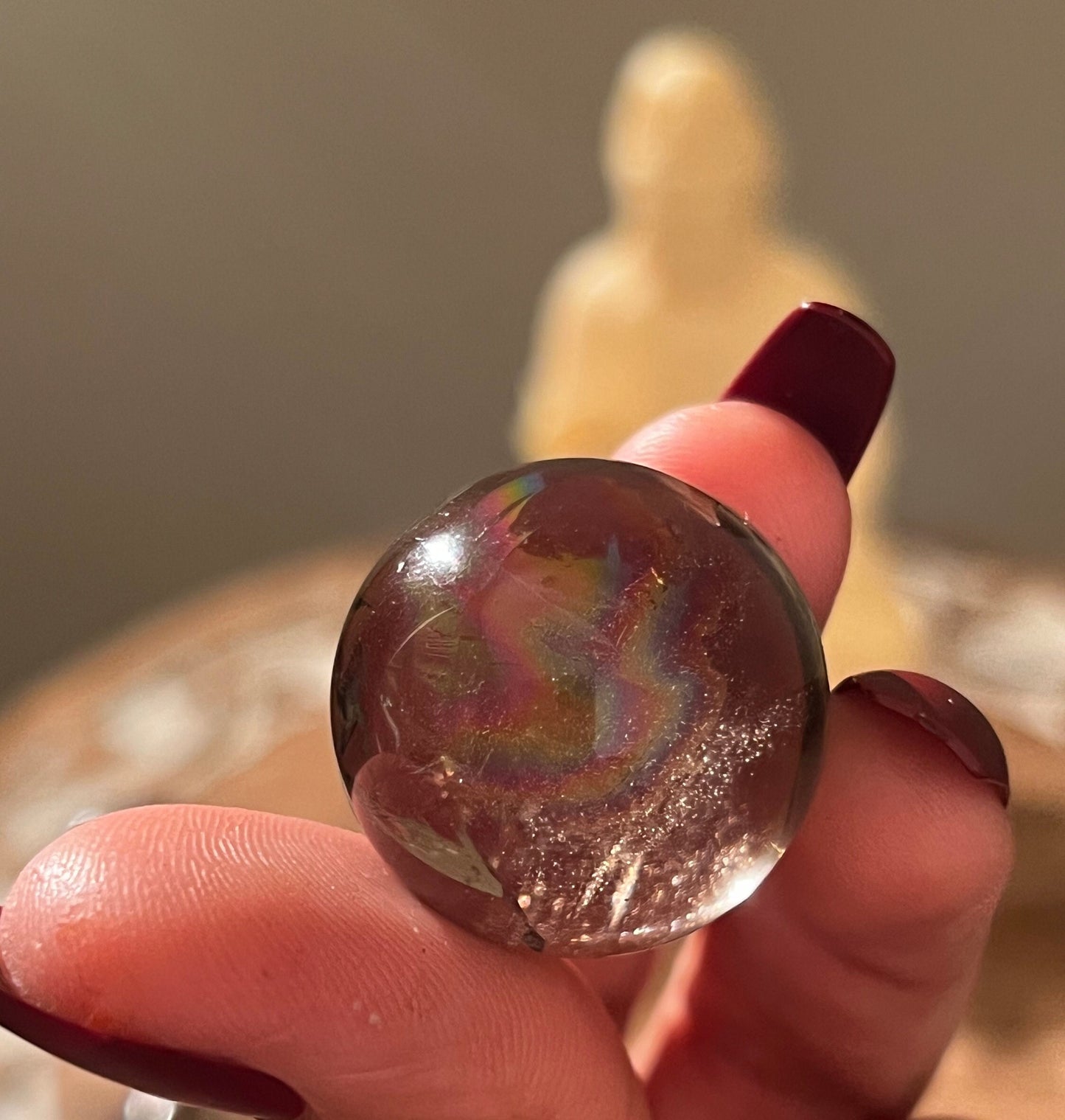 Small Smoky Quartz Sphere, Rainbow Smoky Quartz, crystal ball with crown holder,