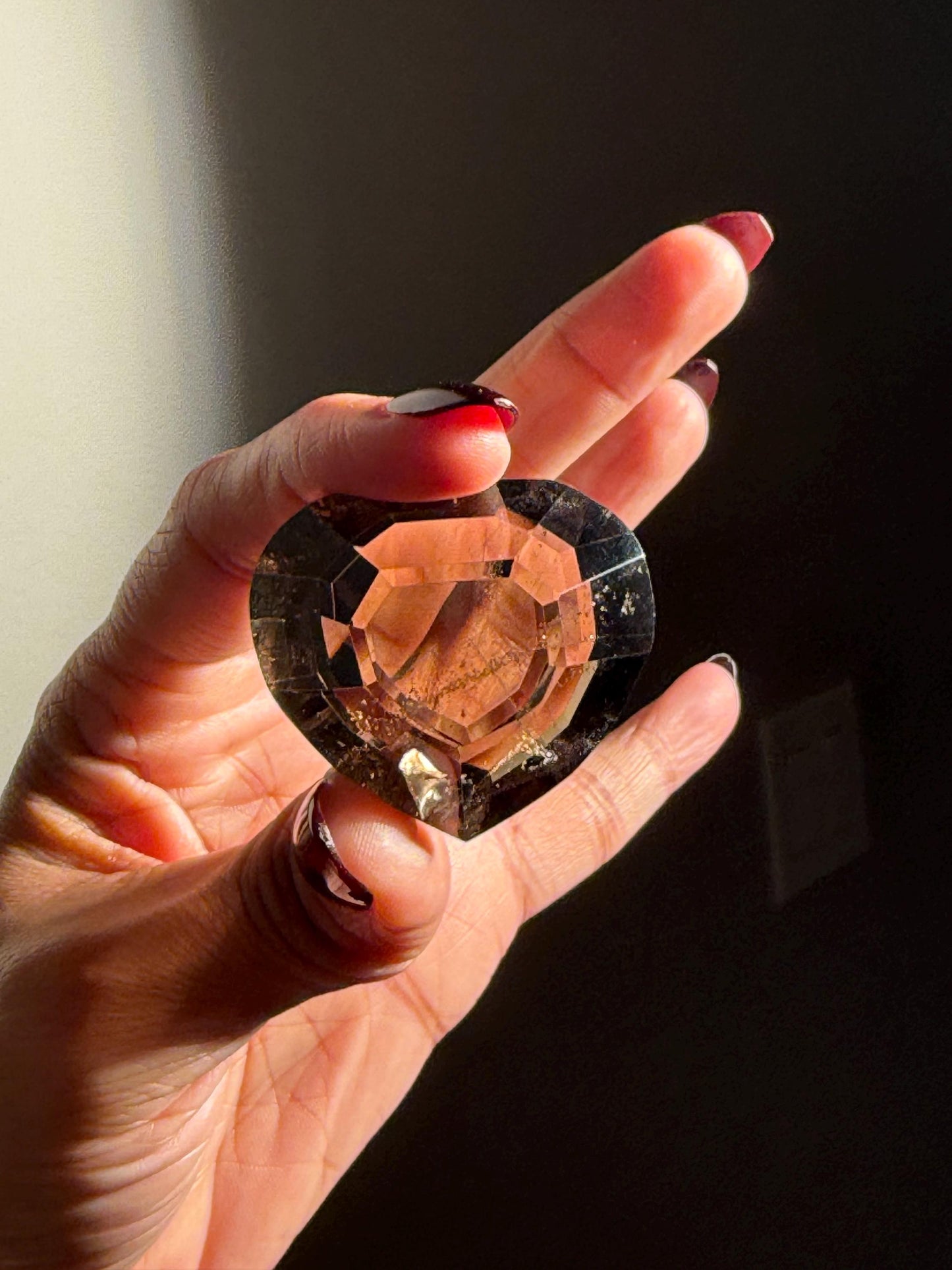 Faceted Smoky Quartz Heart, Smoky Quartz Heart, Highest Quality Quartz, Faceted Crystals, Faceted Smoky Quartz, Crystal Gifts,