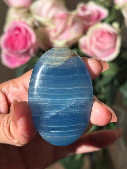 Blue Onyx Palmstone, Lemurian Aquatine, Crystal, Aquarine Palmstone, Metaphysical Gifts, Valentines day Gift, Crystal Gifts, MINI