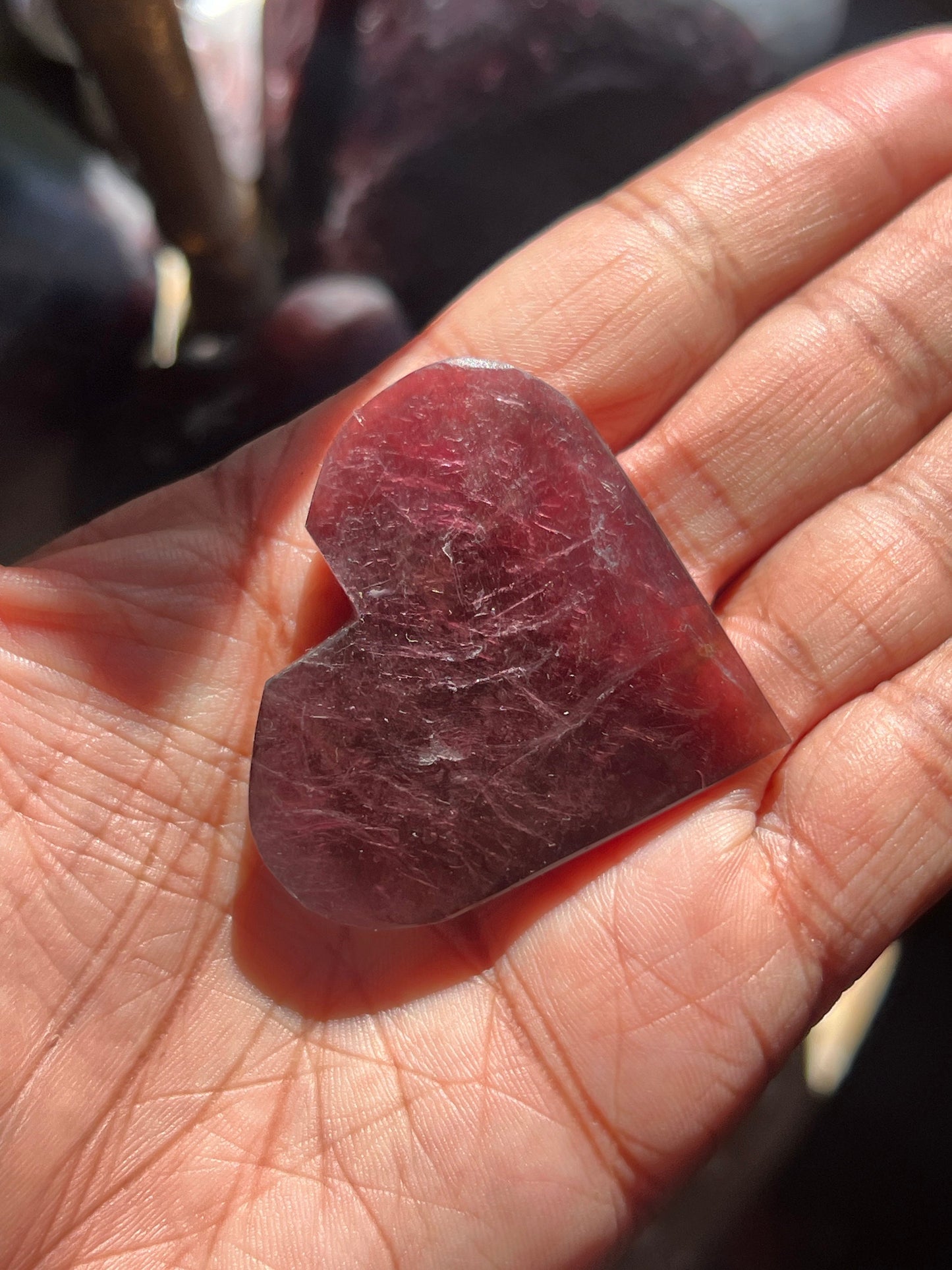 Flashy Purple Mica Heart, Lepidolite Heart, Crystal hearts, Gem Lepidolite, Mica Palm stone, Crystal Jewelry, Crystal Gifts, Small