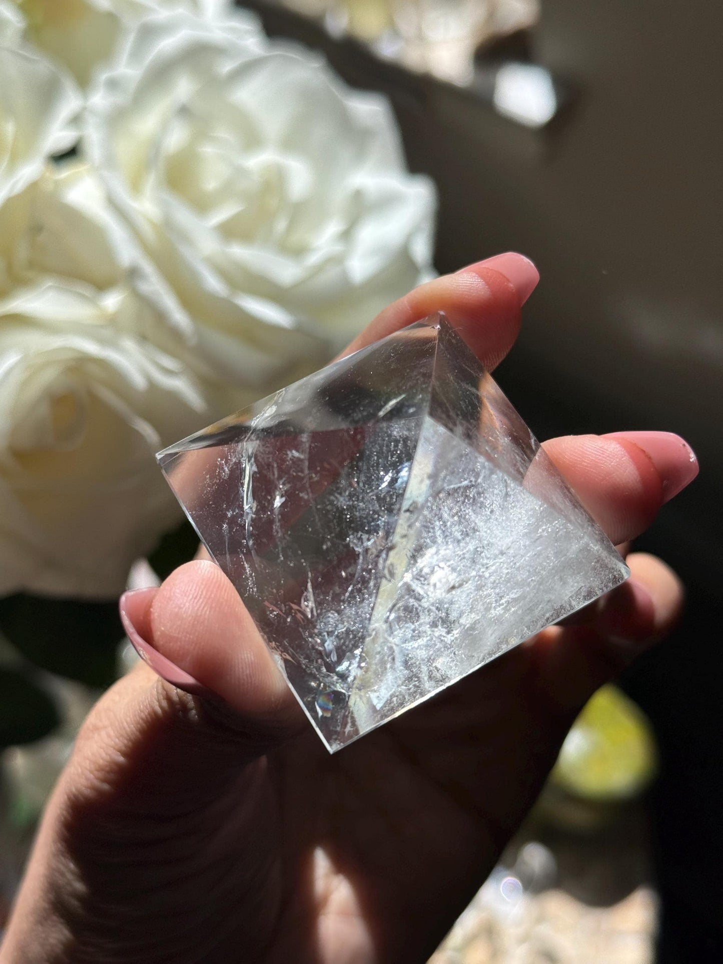 Natural Clear Quartz Pyramid, Rainbow Clear Quartz, Spiritual Home Decoration, Egyptian Pyramid Decoration, High Frequency Quartz, Pyramid