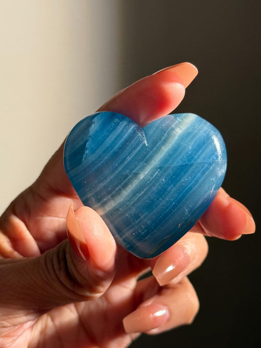 Blue Onyx Heart, BLUE ONYX, Lemurian Aquatine Heart, Crystal Gifts, Metaphysical Gifts, Valentines day Gift, Crystal Hearts, MINI
