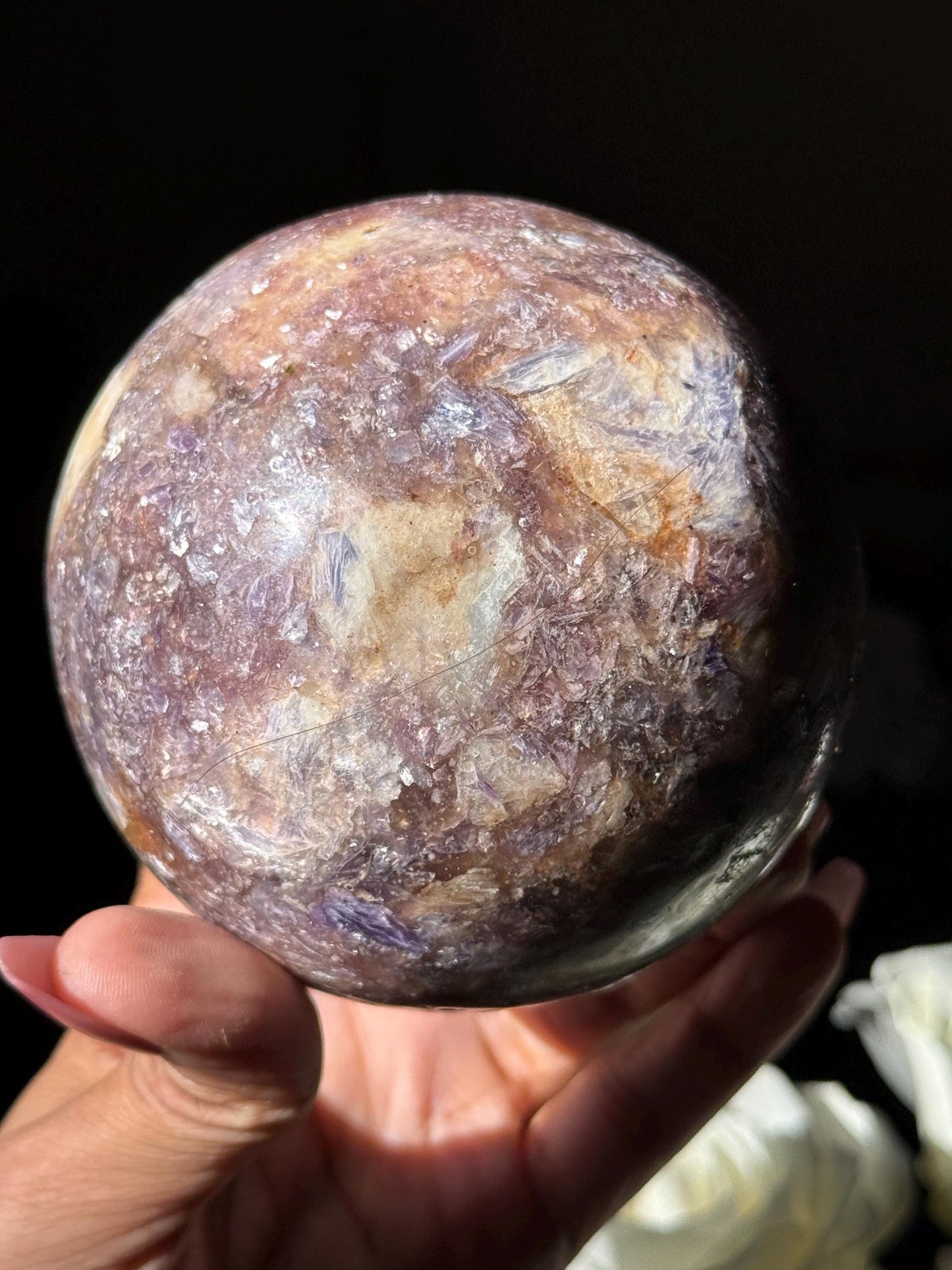Large Lepidolite Sphere, Purple Mica Crystal, Muscovite Crystal, Purple Mica, Crystal Ball, Large, Lepidiolite