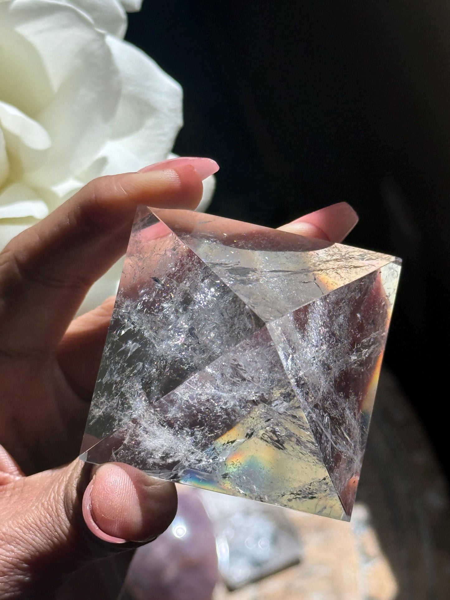 Natural Clear Quartz Pyramid, Rainbow Clear Quartz, Spiritual Home Decoration, Egyptian Pyramid Decoration, High Frequency Quartz, Pyramid