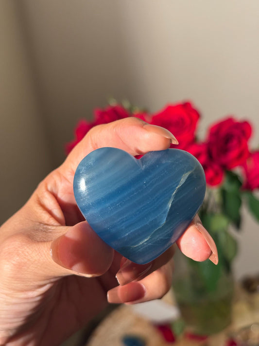 Blue Onyx Heart, BLUE ONYX, Lemurian Aquatine Heart, Crystal Gifts, Metaphysical Gifts, Valentines day Gift, Crystal Hearts, MINI