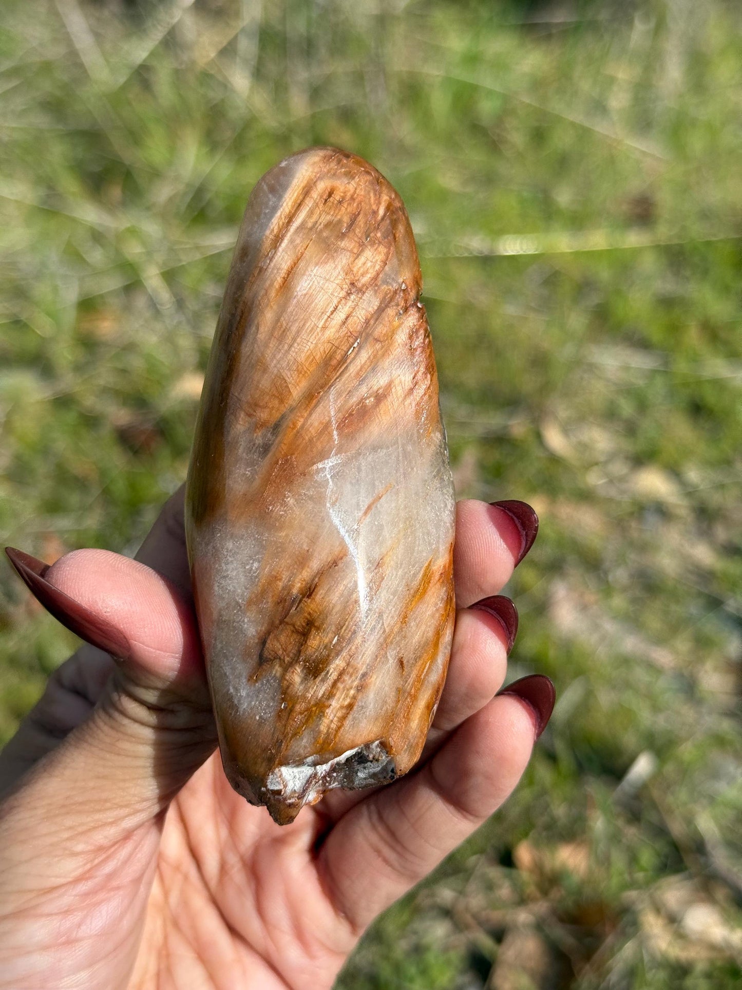 Rabbit Hair Quartz, Orange Rutilated Quartz, Amphibole Quartz, Rutilated Quartz, Amphiboles, Rough Polished Amphibole, Crystal Gifts, SMALL