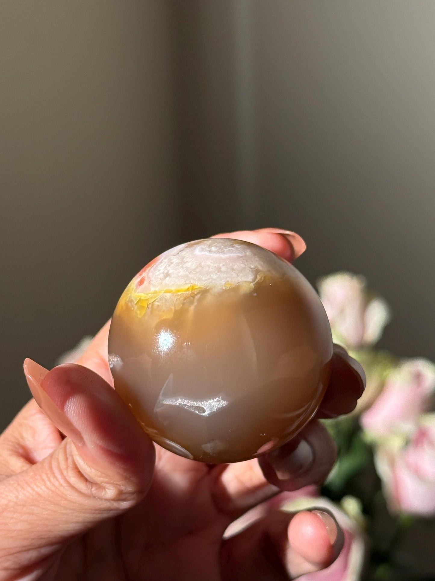 Green Flower Agate ( More Red), Green Flower Agate,  Sakura Agate, Cherry Blossom Agate, Heart Crystals, Crystal Gifts, Metaphysical Gifts