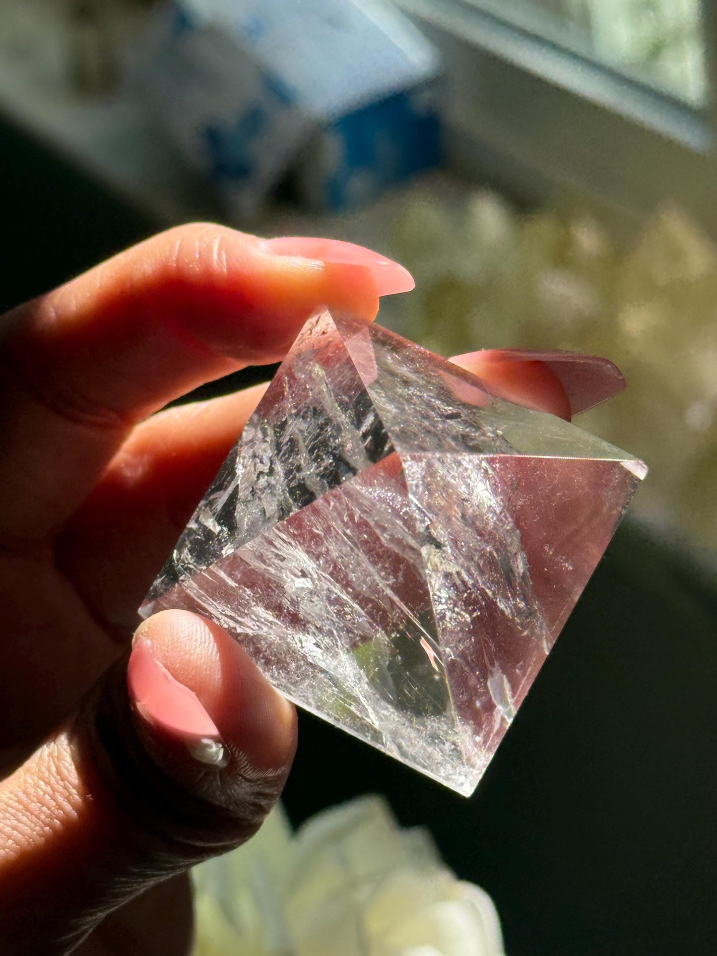 Natural Clear Quartz Pyramid, Rainbow Clear Quartz, Spiritual Home Decoration, Egyptian Pyramid Decoration, High Frequency Quartz, Pyramid