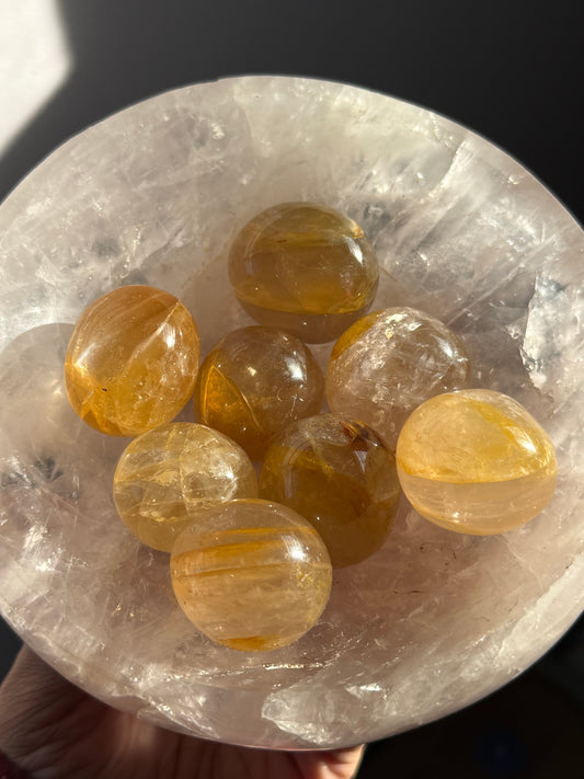 Golden Healer Tumble Stone, Yellow Hematoid Quartz, Crystal Tumbles,