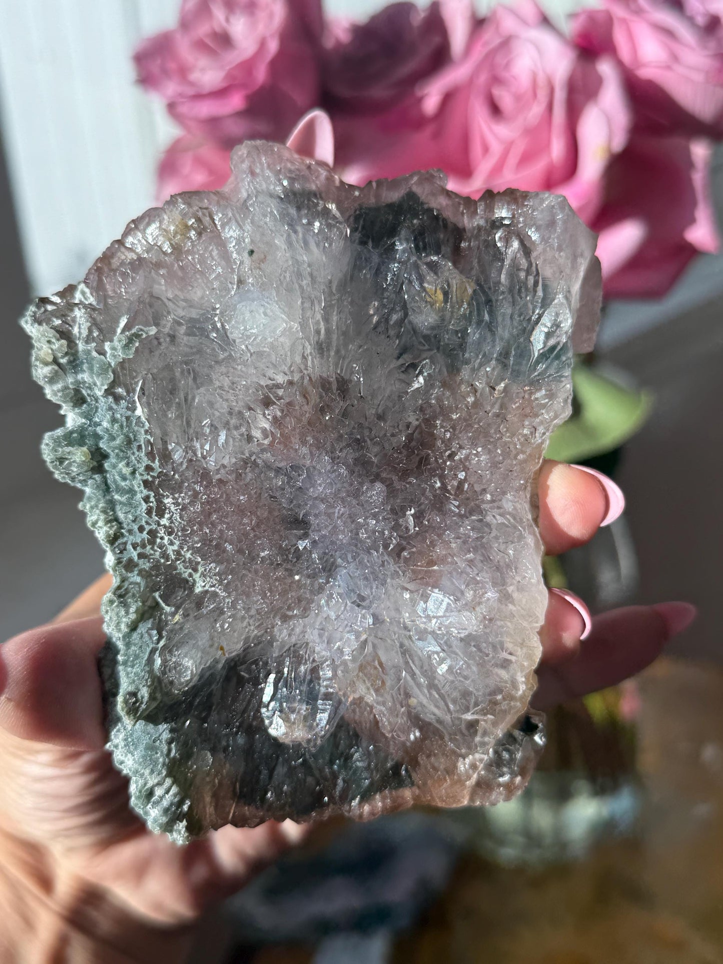 Flower Amethyst Zeolight, Amethyst Geode Cluster, Natural Raw Ameythst, Amethyst Flower, Zeolight Raw Crystal Mineral, Crystal Gifts, Fossil