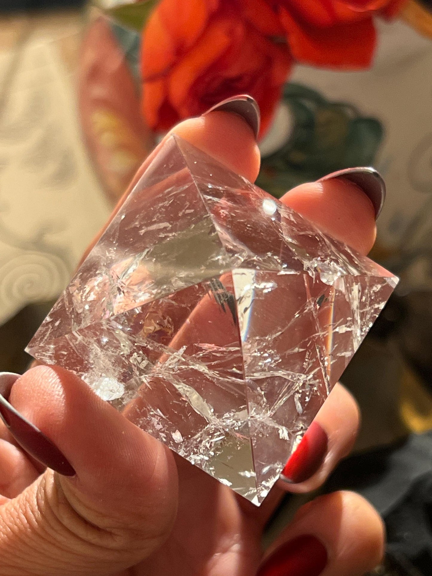 Natural Clear Quartz Pyramid With Chevron Patterns, Crystal Pyramid, Crystal Carvings, Clear Quartz, Spiritual Gifts, Crystal Gifts, Pyramid