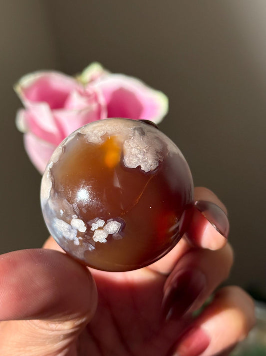 Red Flower Agate, Green Flower Agate,  Sakura Agate, Cherry Blossom Agate, Heart Crystals, Crystal Gifts, 41 mm