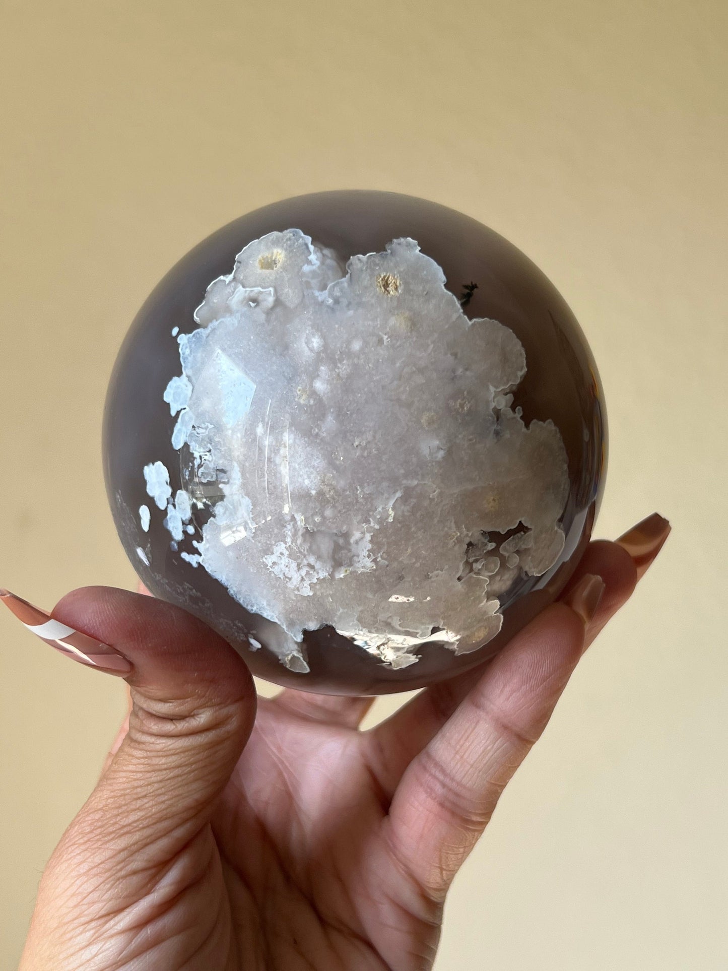 Black Flower Agate Sphere, Flower Agate, Large Flower Agate, Crystal Gifts, Spiritual Decor, Crystal Ball,
