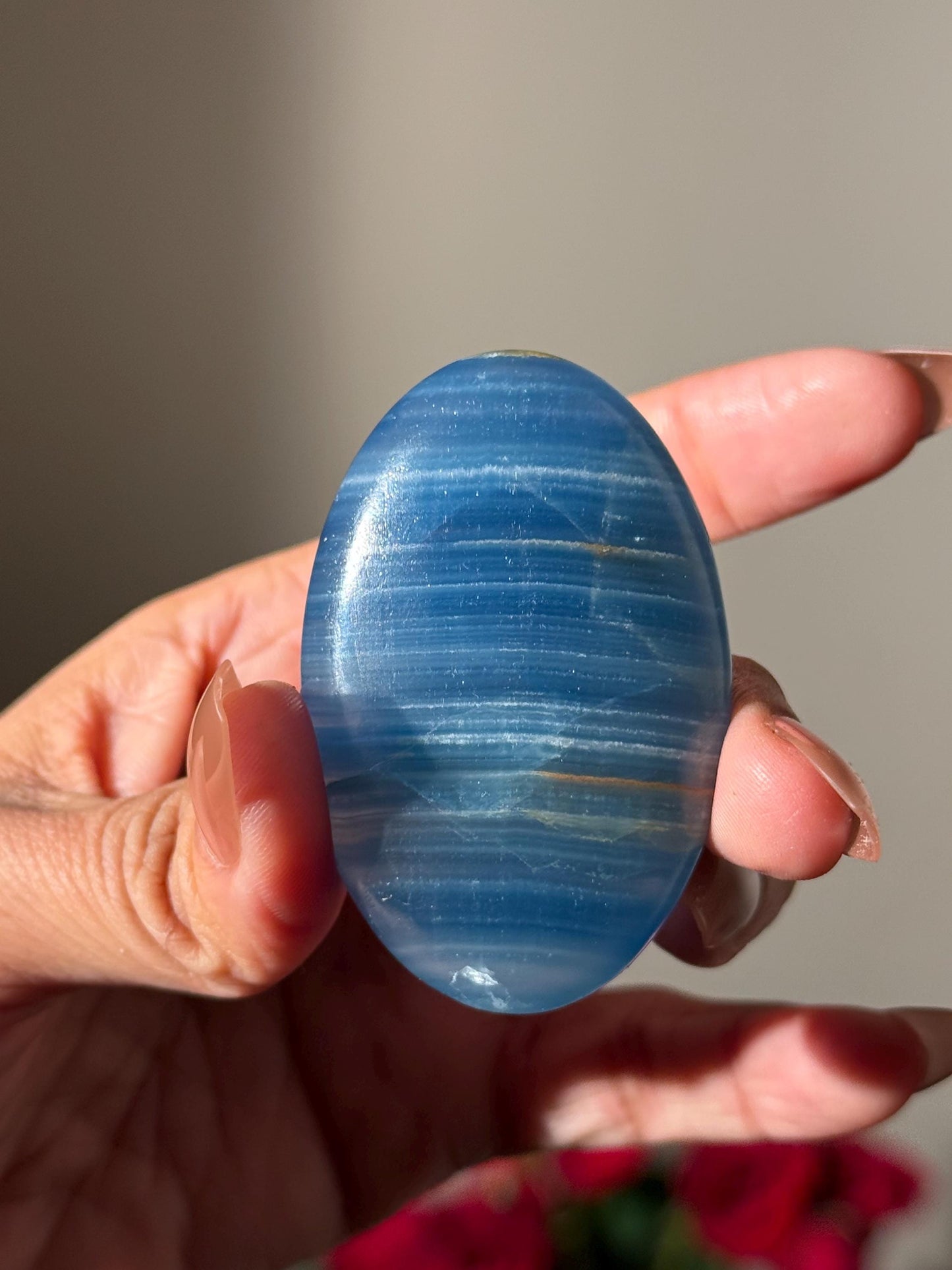 Blue Onyx Palmstone, Lemurian Aquatine, Crystal, Aquarine Palmstone, Metaphysical Gifts, Valentines day Gift, Crystal Gifts, MINI