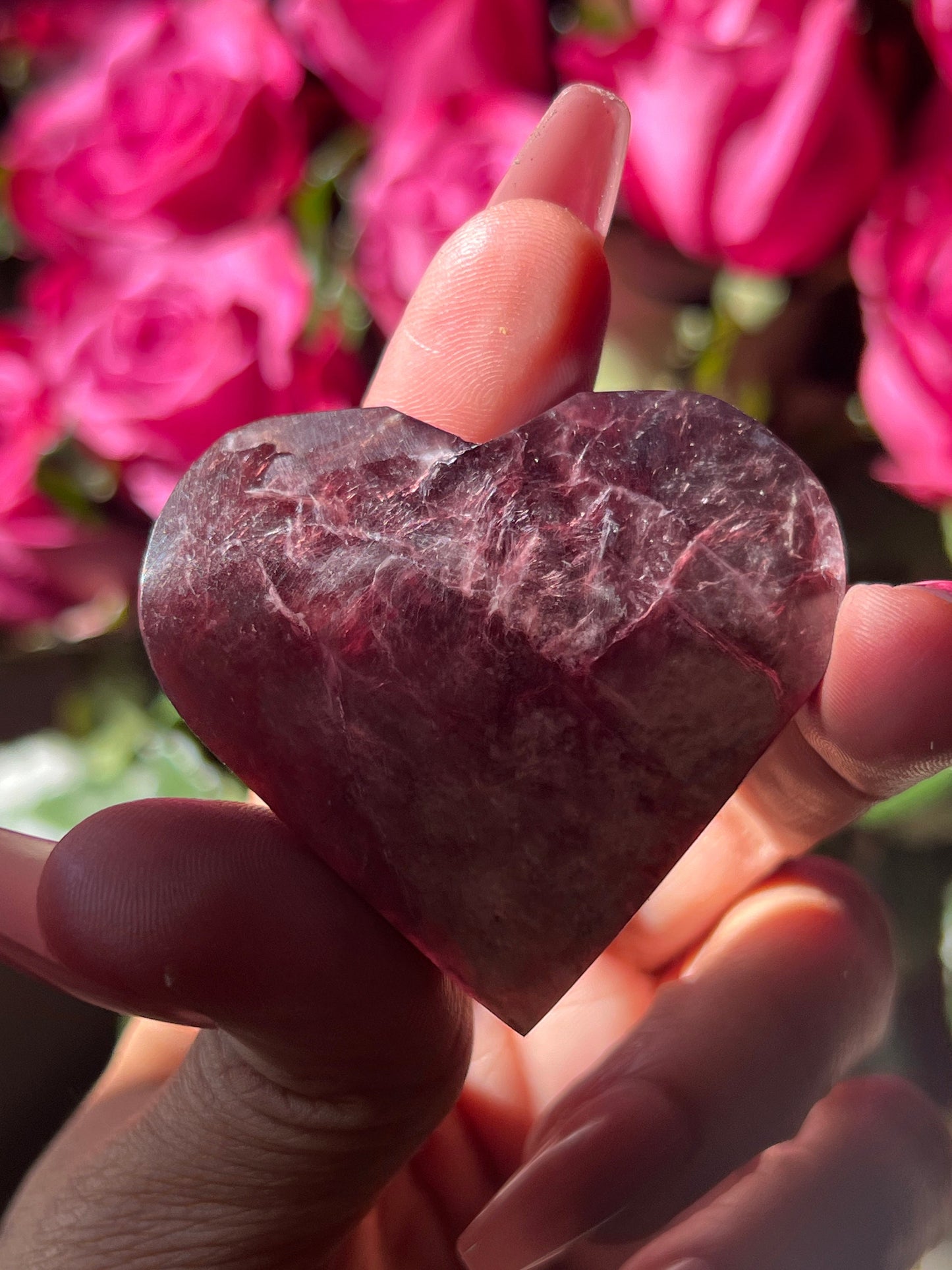 Flashy Purple Mica Heart, Lepidolite Heart, Crystal hearts, Gem Lepidolite, Mica Palm stone
