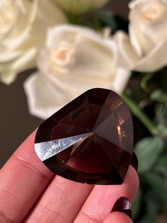 Faceted Smoky Quartz Heart, Smoky Quartz Heart, Highest Quality Quartz, Faceted Crystals, Faceted Smoky Quartz, Crystal Gifts,
