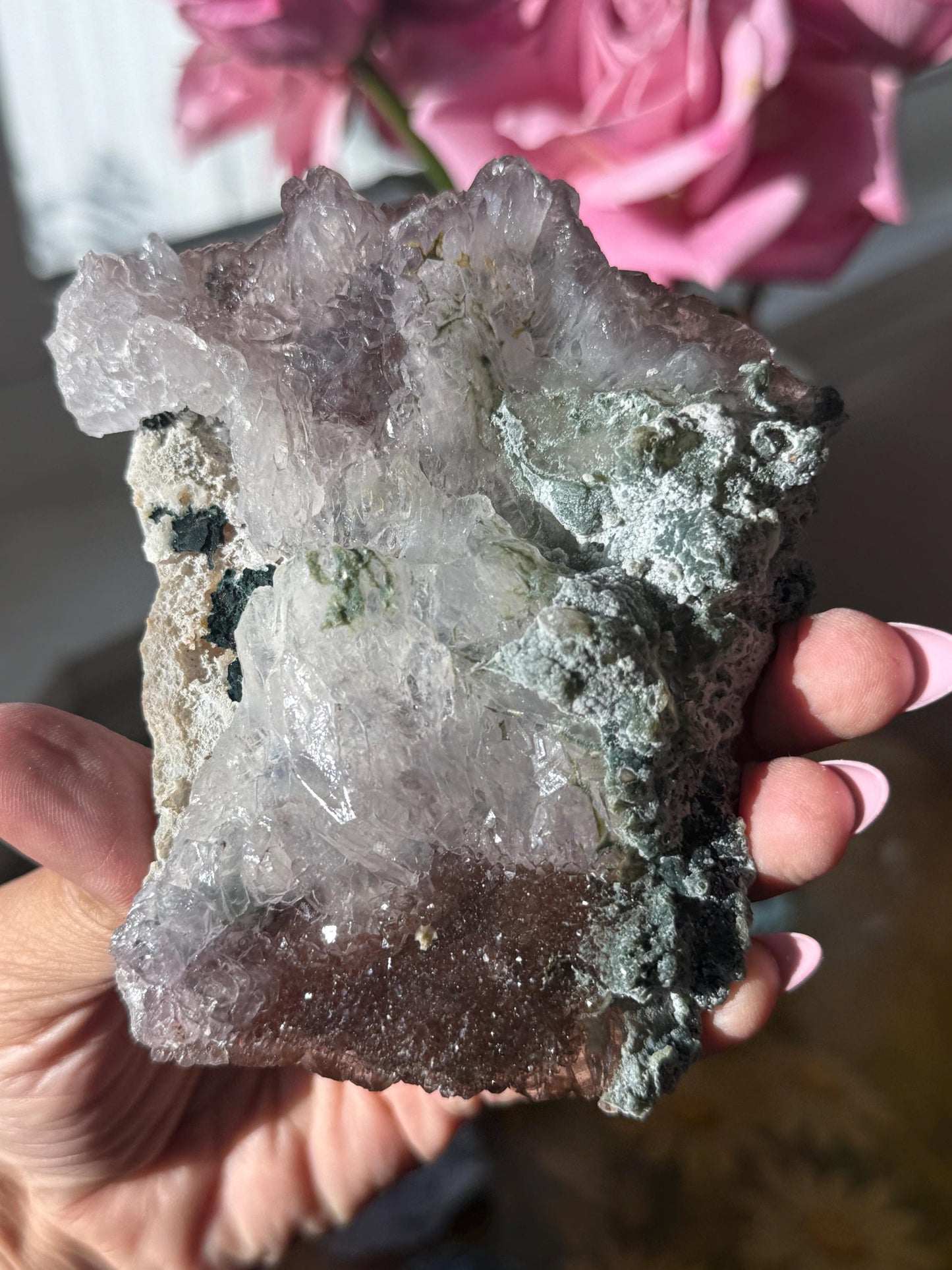 Flower Amethyst Zeolight, Amethyst Geode Cluster, Natural Raw Ameythst, Amethyst Flower, Zeolight Raw Crystal Mineral, Crystal Gifts, Fossil