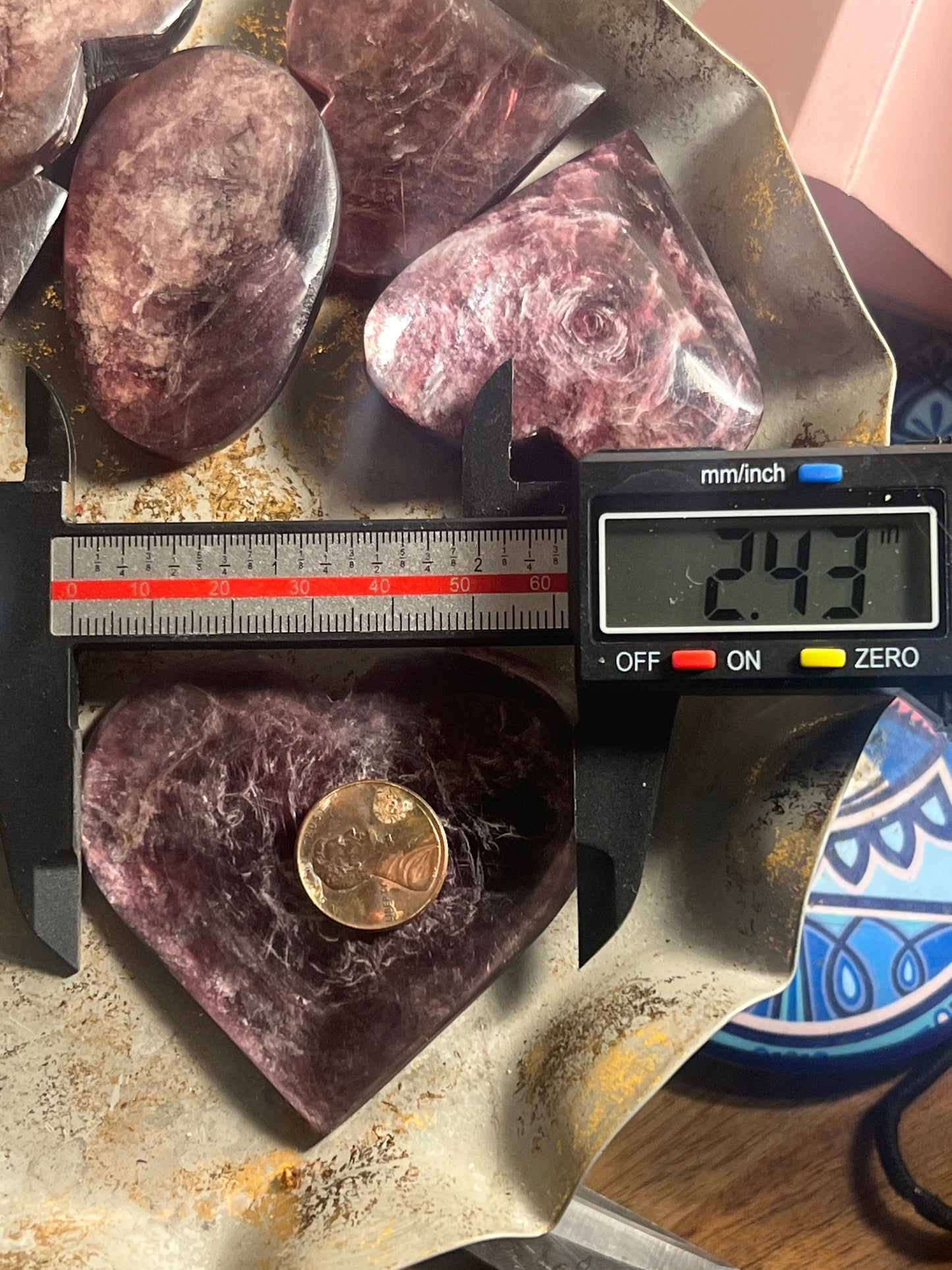 Purple Mica Heart, Lepidolite Heart, Crystal hearts, Gem Lepidolite, Mica Palm stone