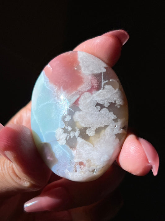 Green flower agate palm, Green Flower Agate,  Sakura Agate, Cherry Blossom Agate, Heart Crystals, Crystal Gifts, Metaphysical Gifts