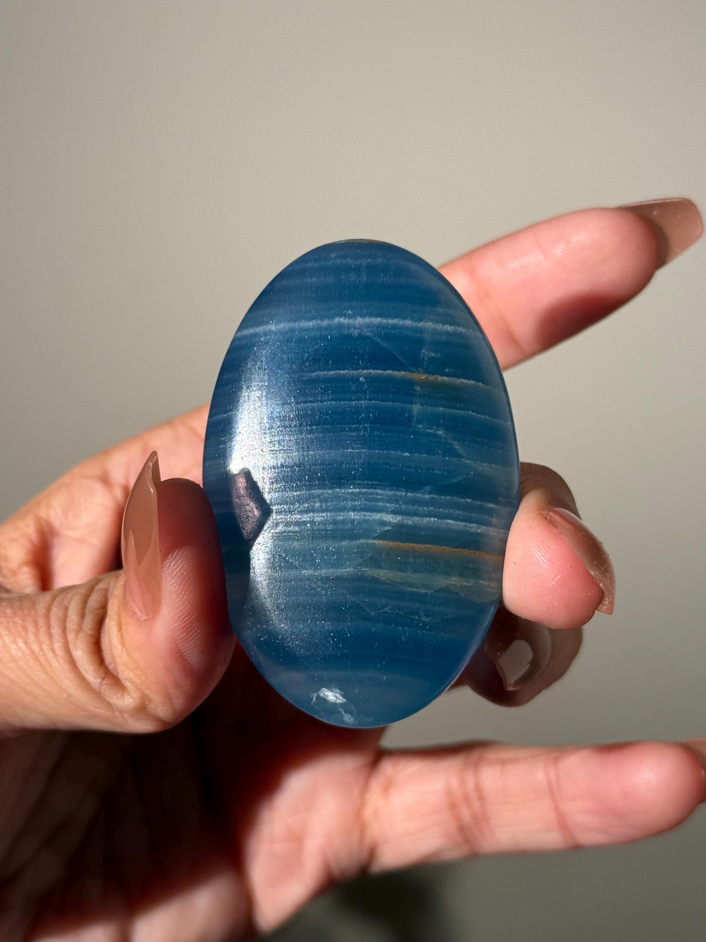 Blue Onyx Palmstone, Lemurian Aquatine, Crystal, Aquarine Palmstone, Metaphysical Gifts, Valentines day Gift, Crystal Gifts, MINI