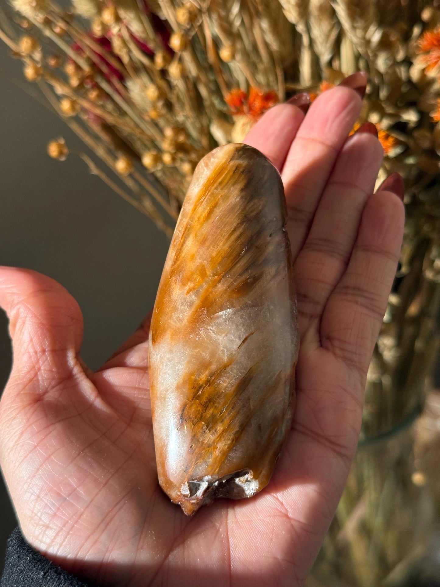 Rabbit Hair Quartz, Orange Rutilated Quartz, Amphibole Quartz, Rutilated Quartz, Amphiboles, Rough Polished Amphibole, Crystal Gifts, SMALL