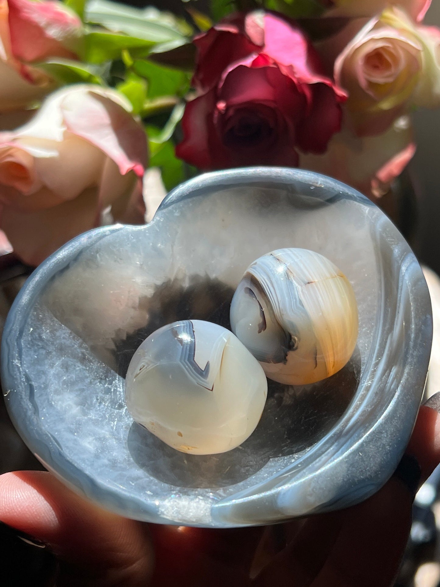 Mini Crystal Bowl Set, Oraca Agate, Blue Agate Bowl, Altar Bowl, Altar Gifts, Crystal Gifts, Spiritual Gifts, Crystal Lot, Crystal Bowls