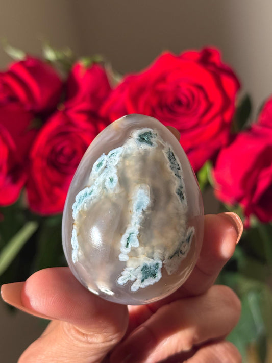 Druzy Agate Egg, Moss Agate Egg, Crystal Egg, Druzy Quartz Egg, Crystals Gifts, Moss Agate, Metaphysical Gifts,