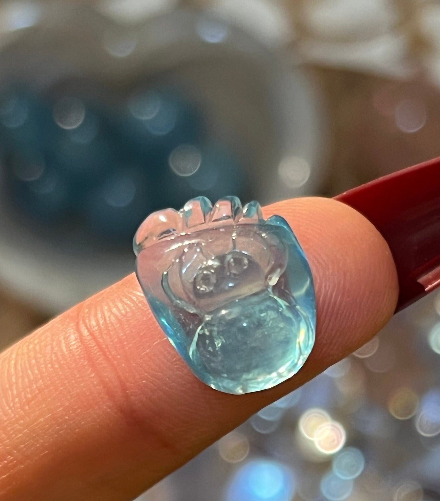 Aquamarine Foot Charm, Blue Aquamarine, Gemstone, Aquamarine Jewelry, Aquamarine Gemstone, Aquamarine Gifts, Crystal Carvings,