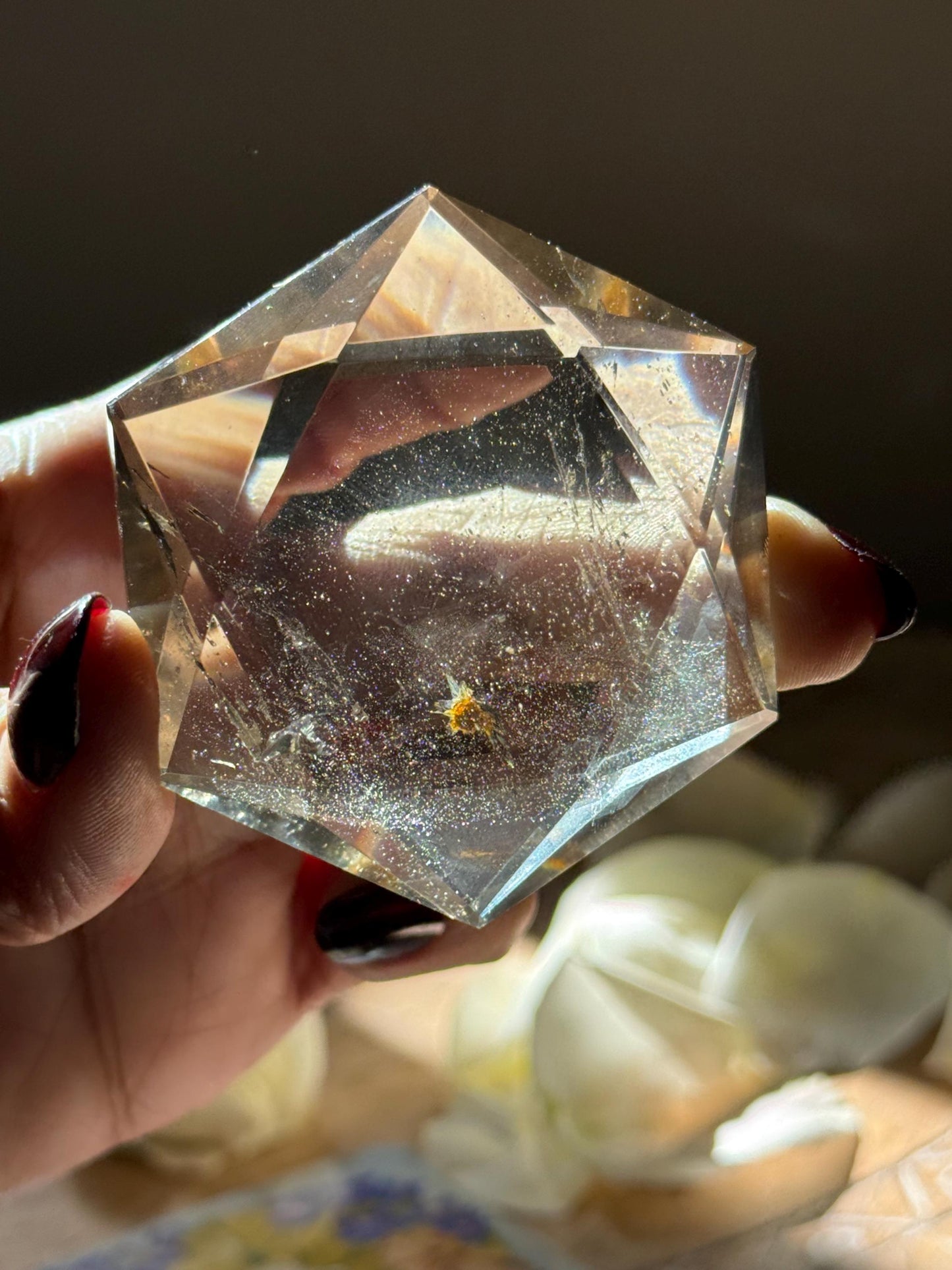 Crystal Hexagon Faceted Quartz, Star Of David Quartz, Faceted Smoky Quartz, Merkaba Quartz, Metaphysical Gifts, Crystal Gifts