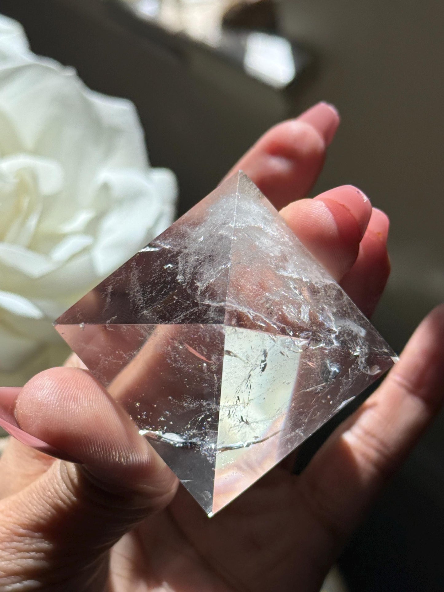 Natural Clear Quartz Pyramid, Rainbow Clear Quartz, Spiritual Home Decoration, Egyptian Pyramid Decoration, High Frequency Quartz, Pyramid