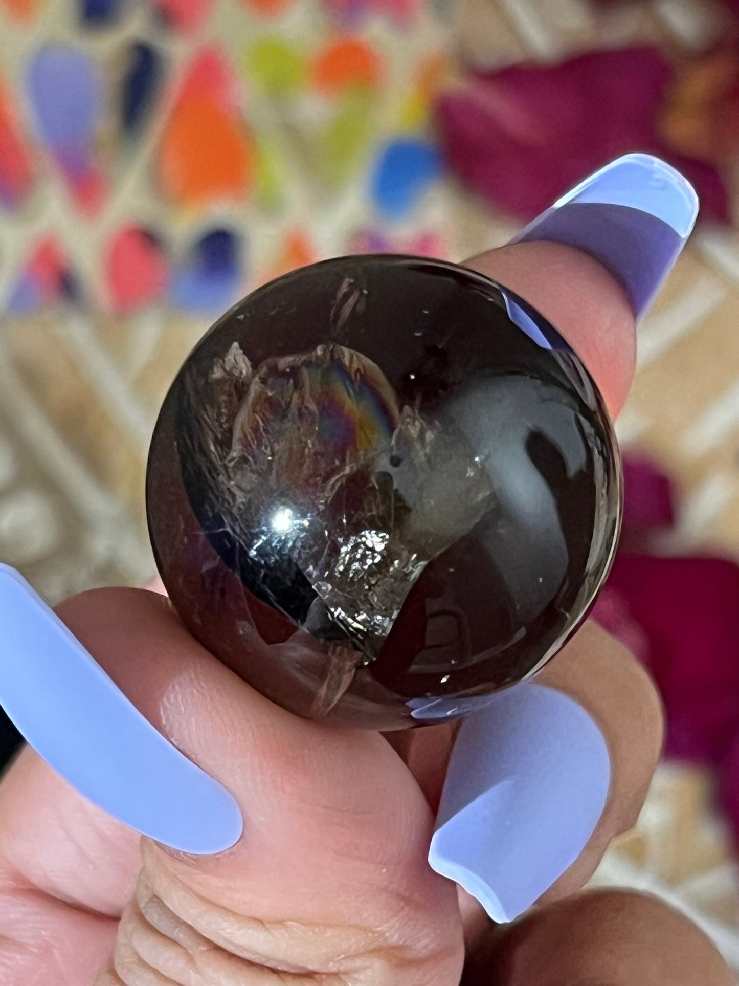 Small Smoky Quartz Sphere, Rainbow Smoky Quartz, crystal ball with crown holder,
