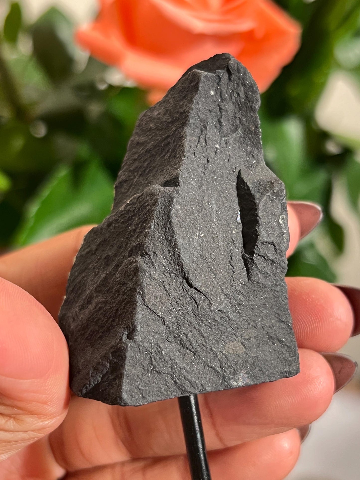 Mini Shungite with Pyrite On Stand, Natural Shungite, Shungite with Pyrite, Raw Shungite, Crystal Gifts, Metaphysical Gifts, Spiritual Decor