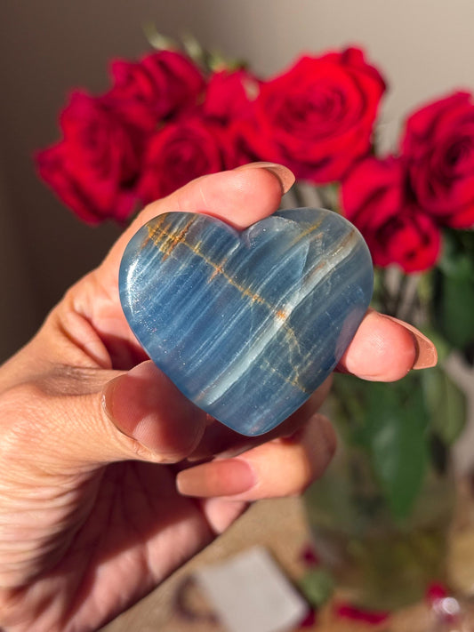 Blue Onyx Heart, BLUE ONYX, Lemurian Aquatine Heart, Crystal Gifts, Metaphysical Gifts, Valentines day Gift, Crystal Hearts, MINI