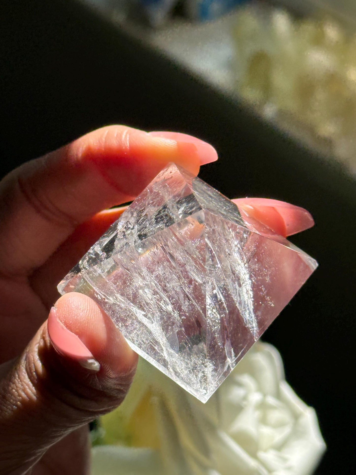 Natural Clear Quartz Pyramid, Rainbow Clear Quartz, Spiritual Home Decoration, Egyptian Pyramid Decoration, High Frequency Quartz, Pyramid