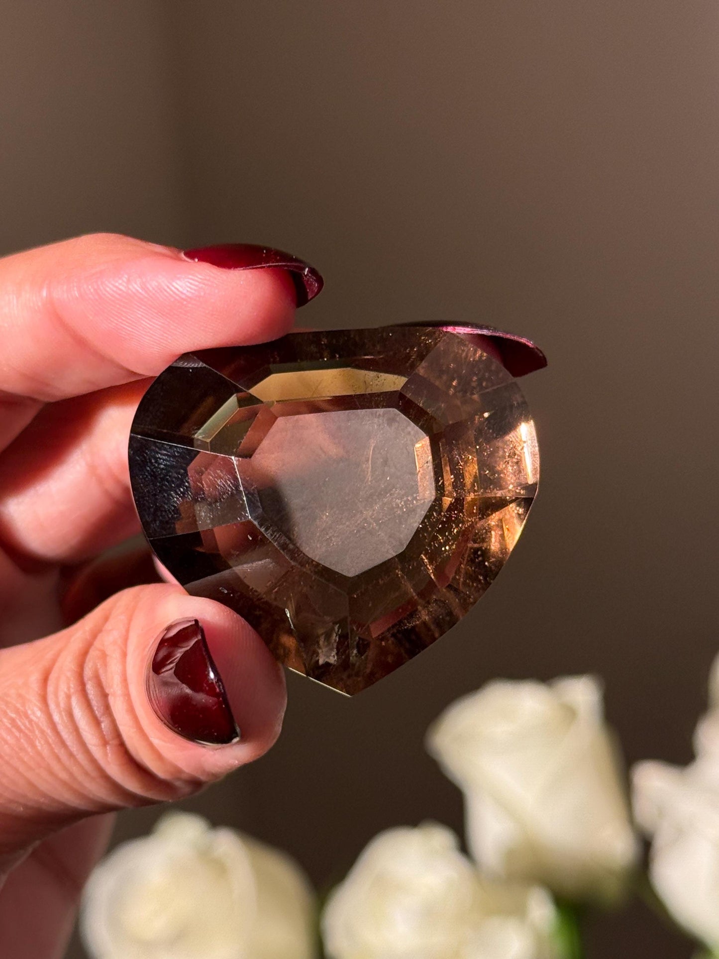 Faceted Smoky Quartz Heart, Smoky Quartz Heart, Highest Quality Quartz, Faceted Crystals, Faceted Smoky Quartz, Crystal Gifts,