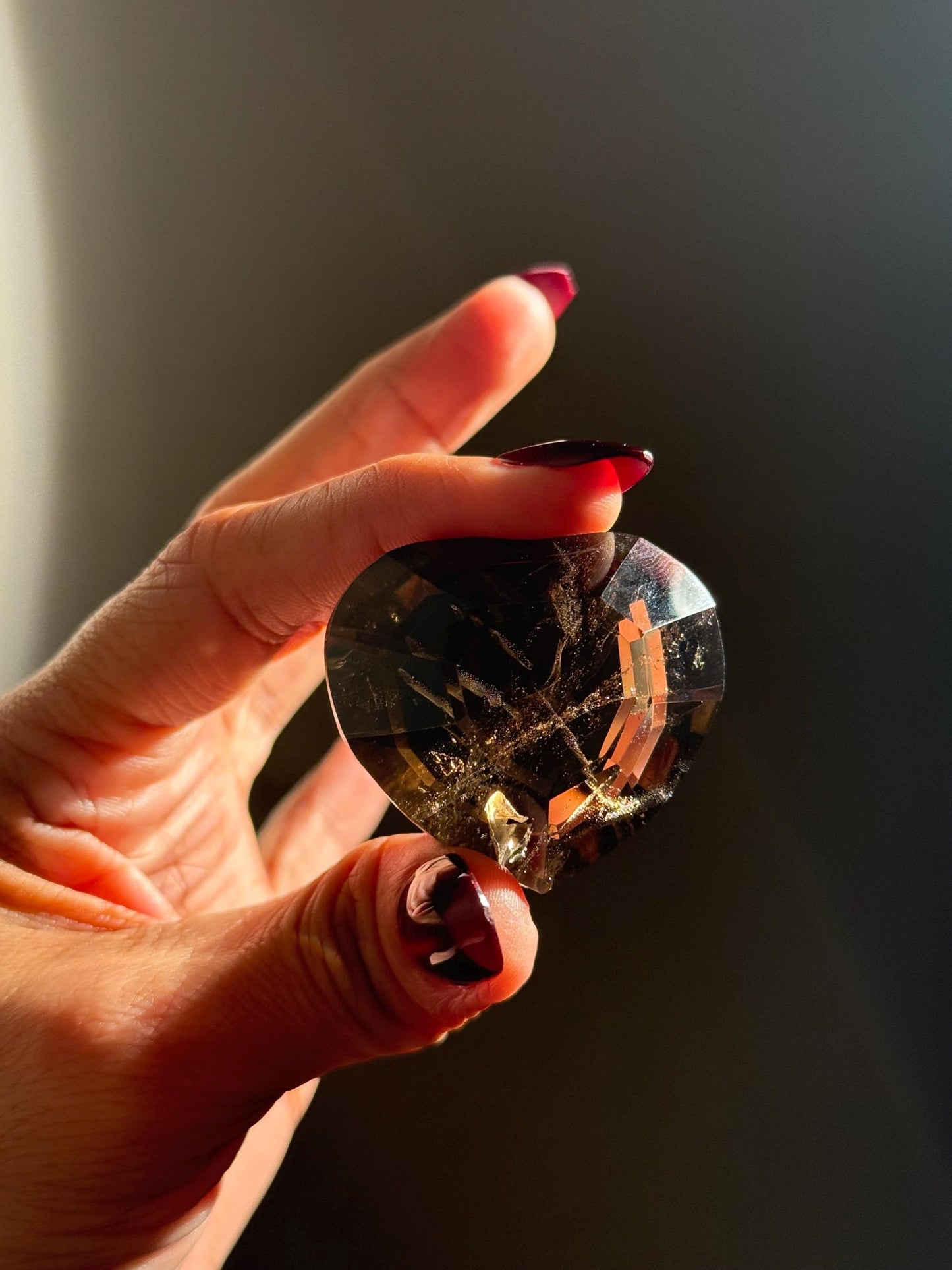 Faceted Smoky Quartz Heart, Smoky Quartz Heart, Highest Quality Quartz, Faceted Crystals, Faceted Smoky Quartz, Crystal Gifts,