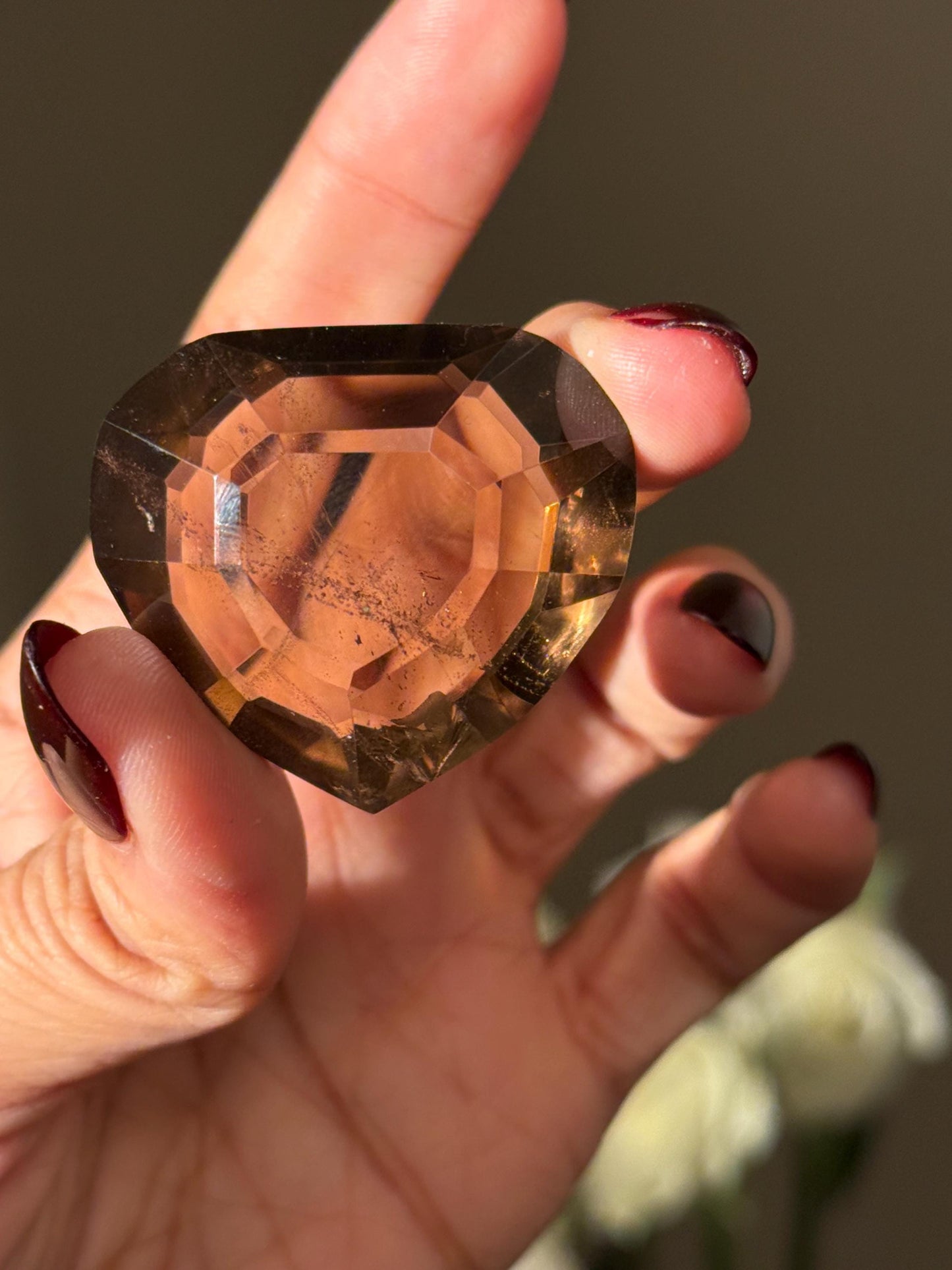 Faceted Smoky Quartz Heart, Smoky Quartz Heart, Highest Quality Quartz, Faceted Crystals, Faceted Smoky Quartz, Crystal Gifts,