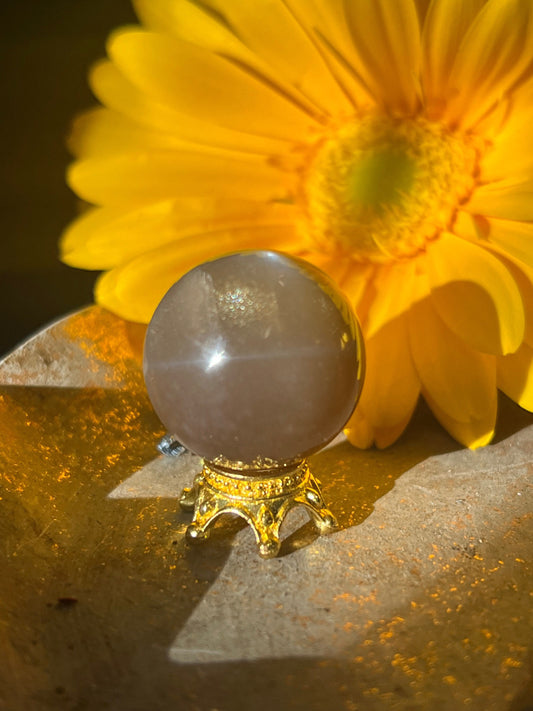 Sunstone Mini Sphere With Crown Holder, Translucent  Peach Moonstone, Sunstone, Flashy Black Moonstone, Gemmy high quality moonstone, MINI