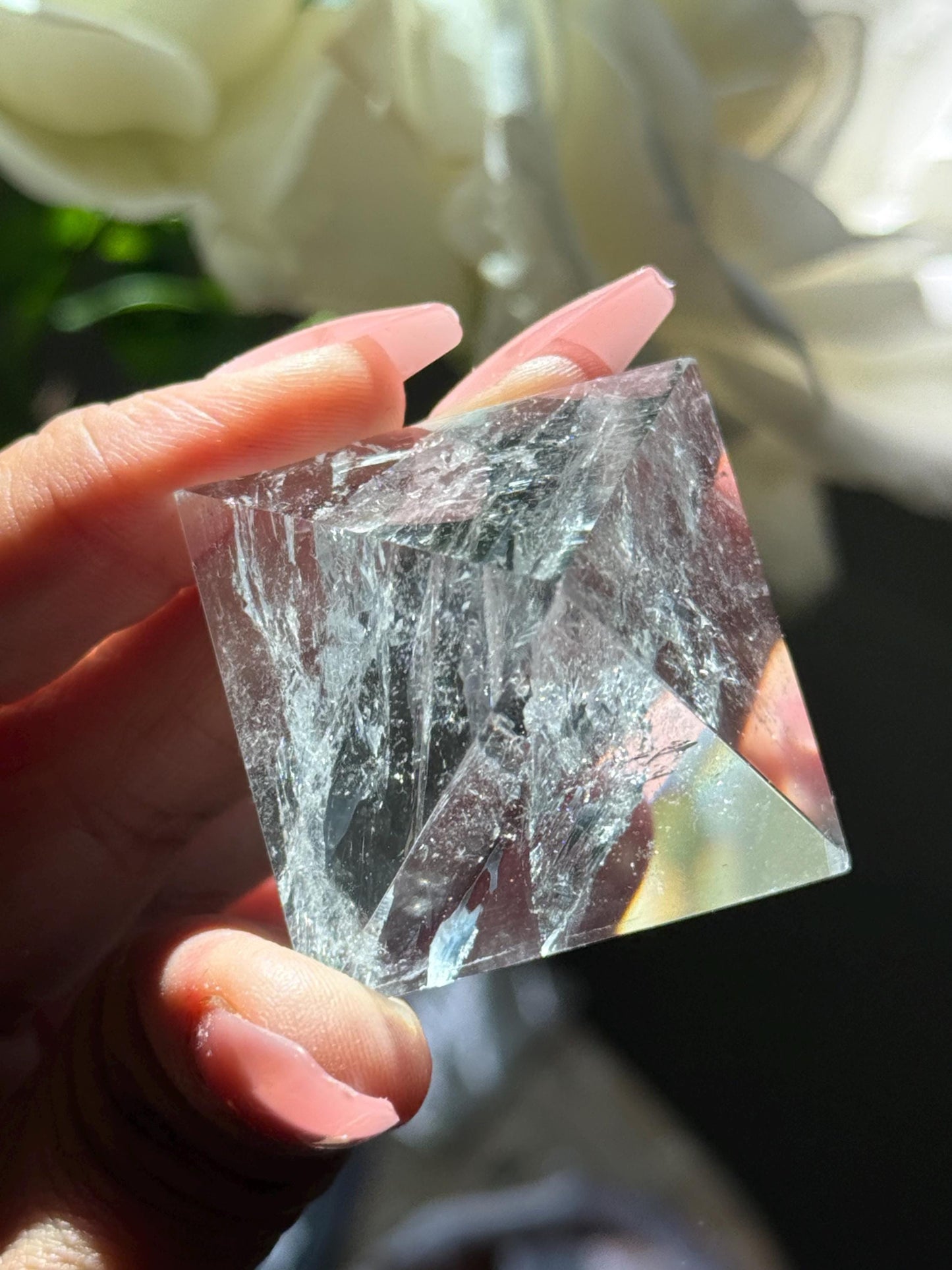 Natural Clear Quartz Pyramid, Rainbow Clear Quartz, Spiritual Home Decoration, Egyptian Pyramid Decoration, High Frequency Quartz, Pyramid