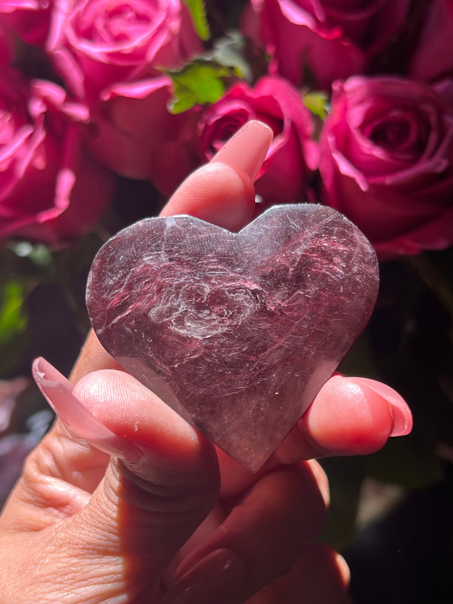 Flashy Purple Mica Heart, Lepidolite Heart, Crystal hearts, Gem Lepidolite, Mica Palm stone