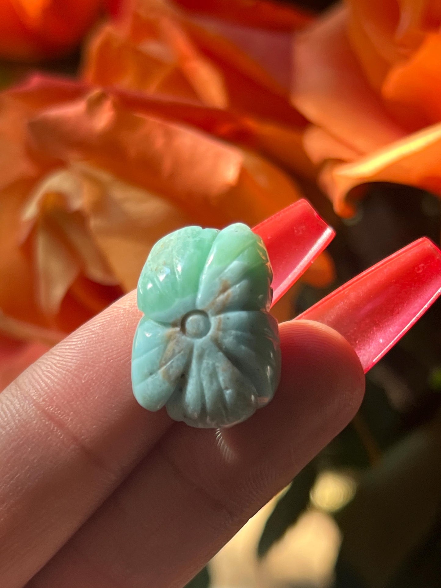 Precious Larimar Flower, Larimar Charm, Larimar Flower, Larimar Cab, Larimar stone cabs, Crystal Gifts, Spiritual Gifts, Crystal Jewelry