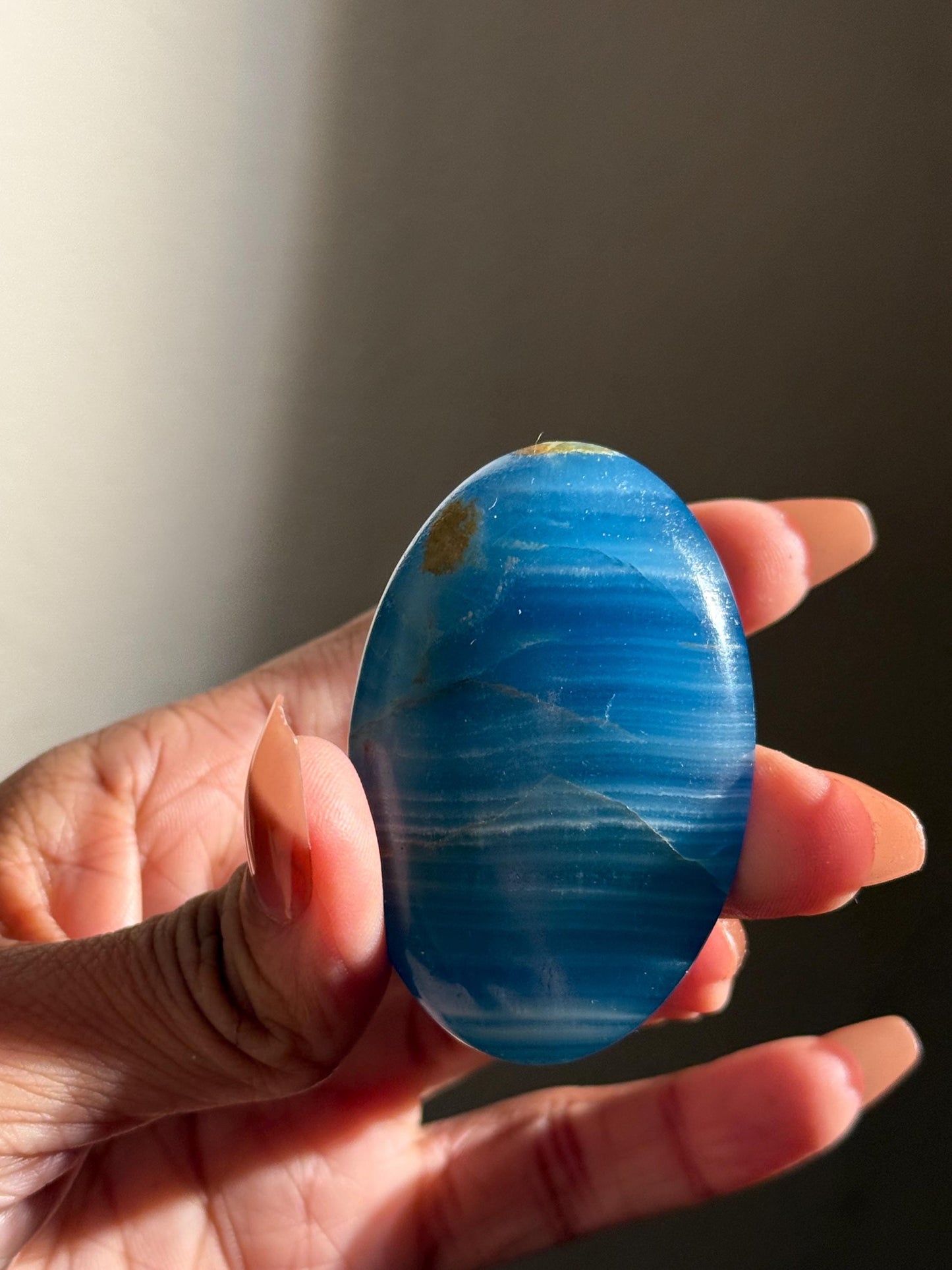 Blue Onyx Palmstone, Lemurian Aquatine, Crystal, Aquarine Palmstone, Metaphysical Gifts, Valentines day Gift, Crystal Gifts, MINI