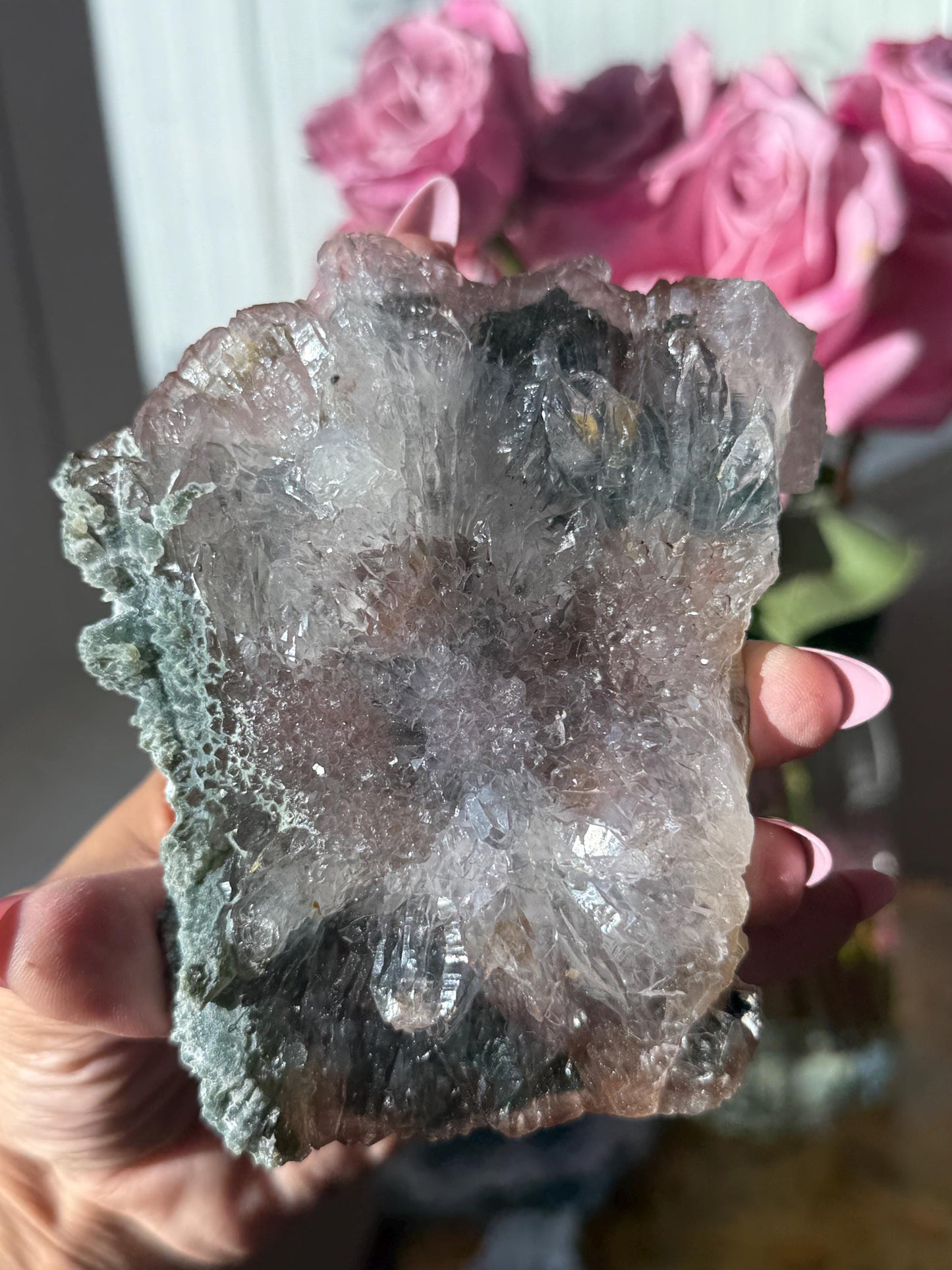 Flower Amethyst Zeolight, Amethyst Geode Cluster, Natural Raw Ameythst, Amethyst Flower, Zeolight Raw Crystal Mineral, Crystal Gifts, Fossil
