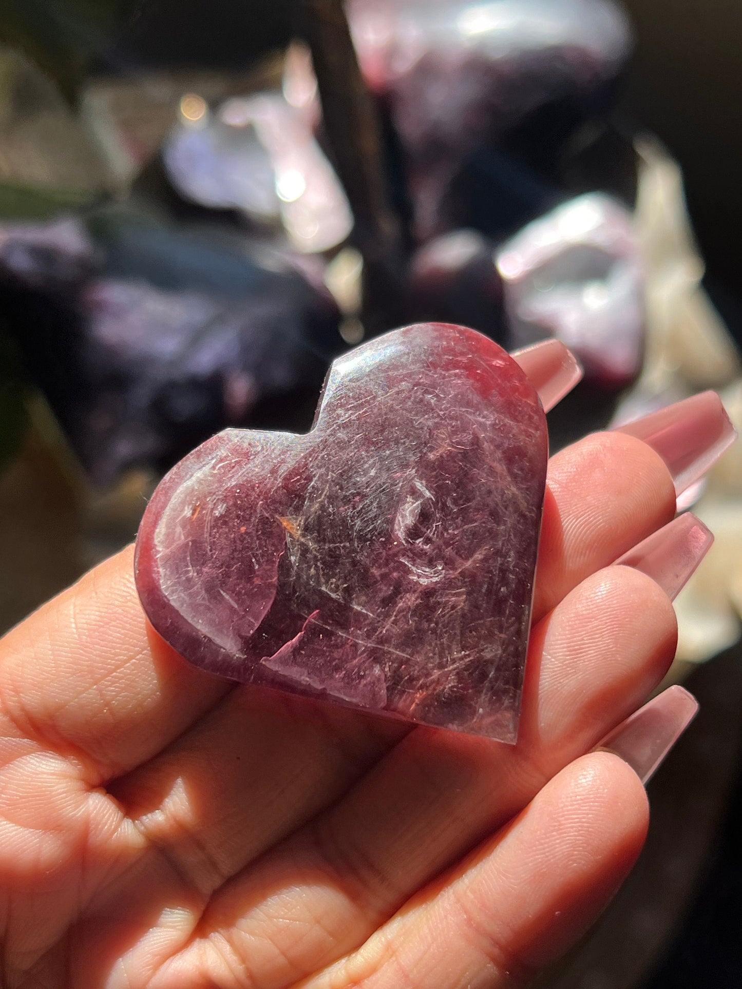 Flashy Purple Mica Heart, Lepidolite Heart, Crystal hearts, Gem Lepidolite, Mica Palm stone, Crystal Jewelry, Crystal Gifts, Small
